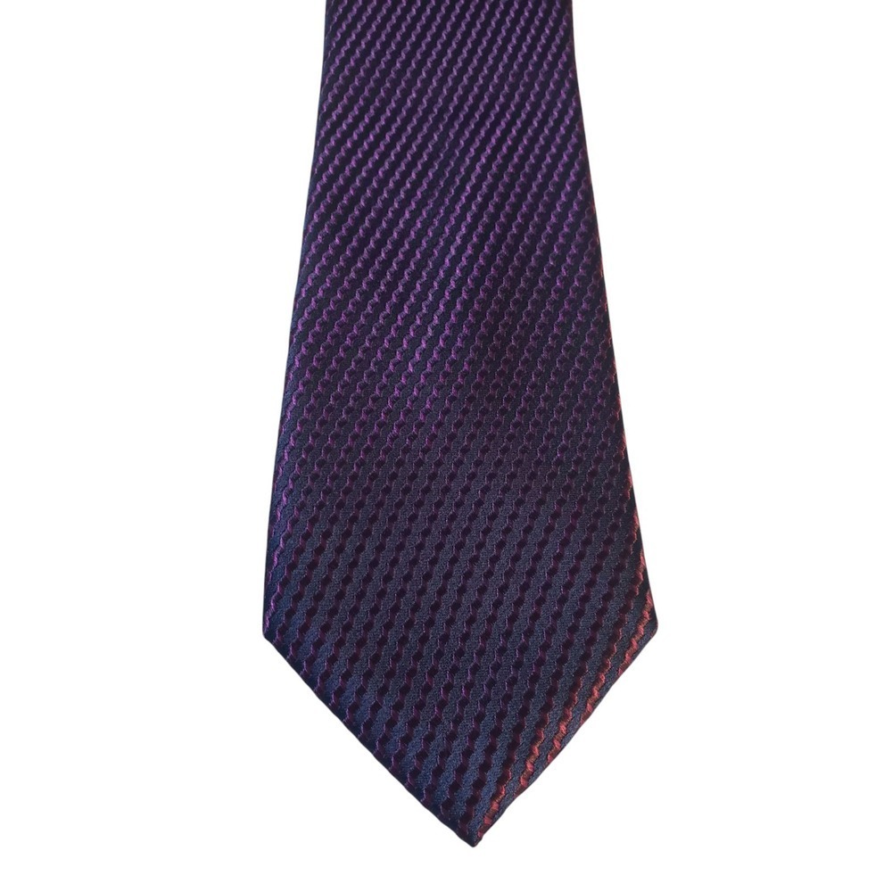 Michael Kors Mens Tie Necktie Designer Luxury Purple Navy‎ Stripe Shimmer Formal